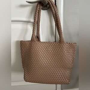 Elegant Tan Woven Tote Bag